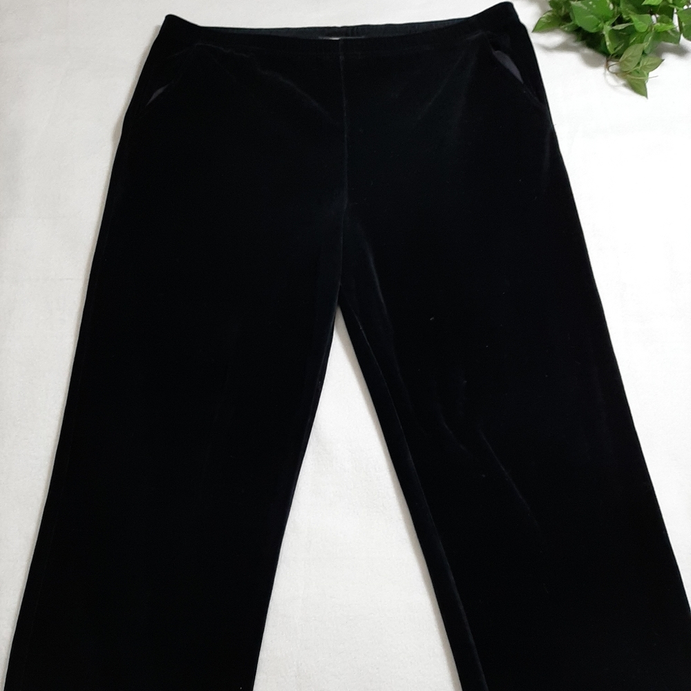 St. John Sport Black Velvet Elastic Waist Pants L - Picture 3 of 11